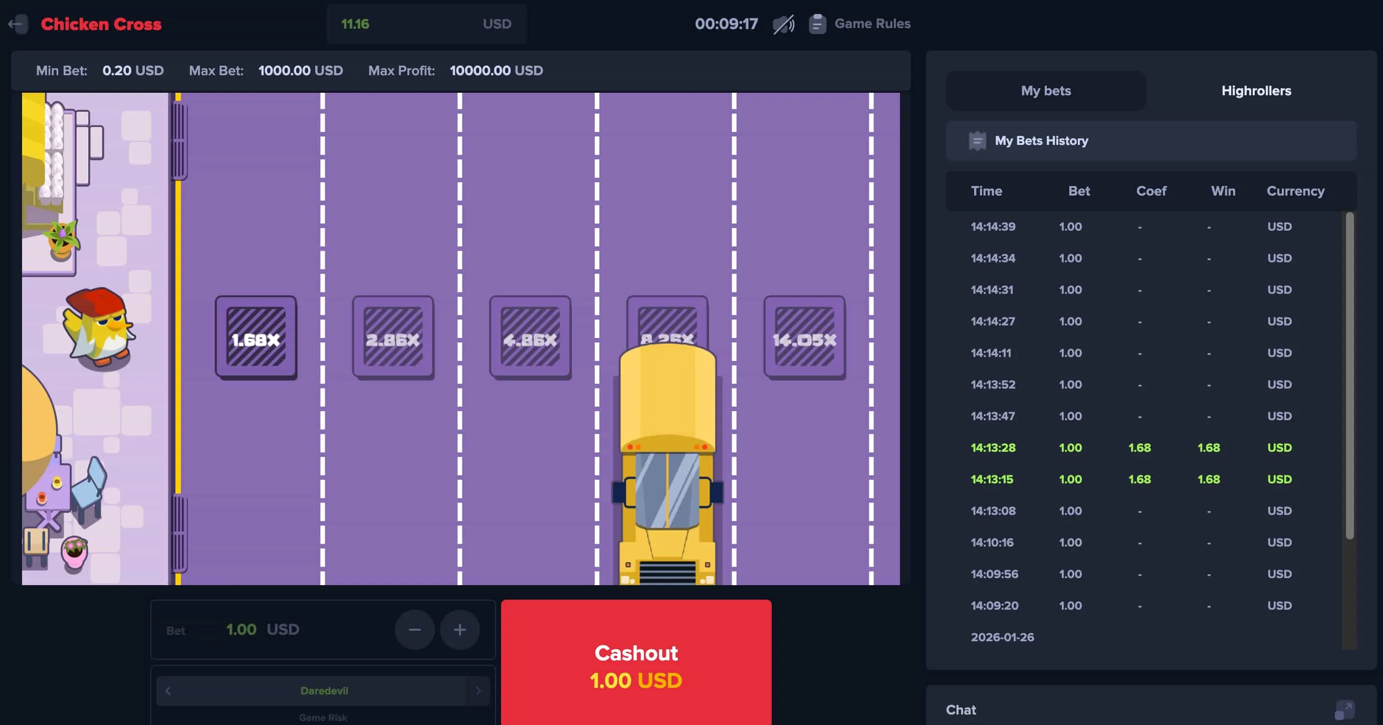 So funktioniert das Spielprinzip bei Chicken Cross